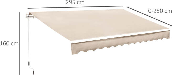 Tenda-da-Sole-a-Bracci-per-Esterno-con-Manovella,-Metallo-e-Poliestere,-3x2.5m-Beige-GB4100110-007CMGB4