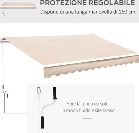 Tenda-da-Sole-a-Bracci-per-Esterno-con-Manovella,-Metallo-e-Poliestere,-3x2.5m-Beige-GB4100110-007CMGB4