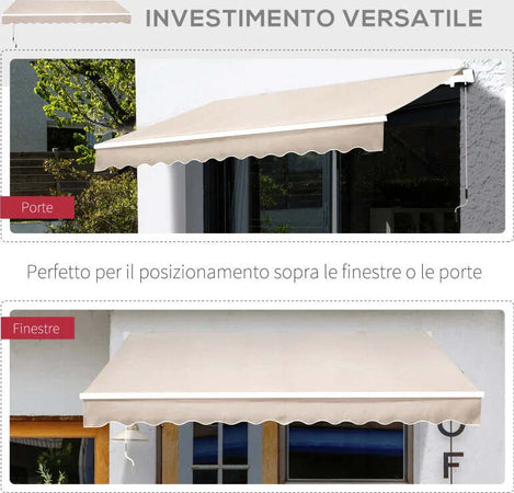 Tenda-da-Sole-a-Bracci-per-Esterno-con-Manovella,-Metallo-e-Poliestere,-3x2.5m-Beige-GB4100110-007CMGB4