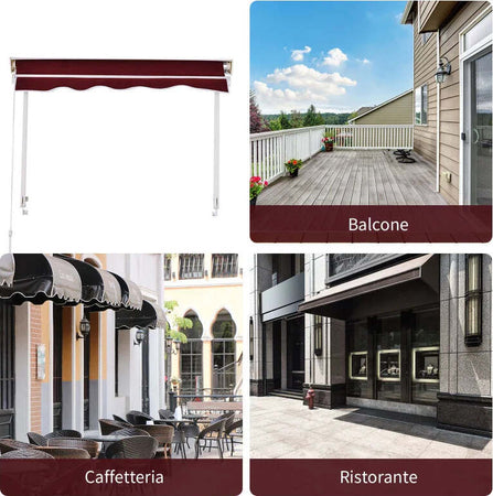 Tenda-da-Sole-a-Caduta-con-Rullo-Avvolgibile-e-Angolazione-Regolabile-0-120°,-180×70cm,-Rosso-EW801-0152EW8