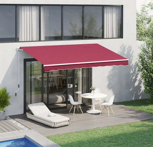 Tenda-da-Sole-Avvolgibile-a-Caduta-con-Manovella,-in-Alluminio-e-Poliestere,-295x245cm,-Rosso-Scuro-YH5840-150WRYH5