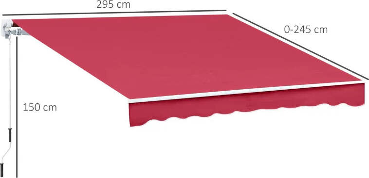 Tenda-da-Sole-Avvolgibile-a-Caduta-con-Manovella,-in-Alluminio-e-Poliestere,-295x245cm,-Rosso-Scuro-YH5840-150WRYH5