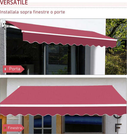 Tenda-da-Sole-Avvolgibile-a-Caduta-con-Manovella,-in-Alluminio-e-Poliestere,-295x245cm,-Rosso-Scuro-YH5840-150WRYH5