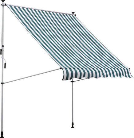 Tenda-da-Sole-da-Esterno-2x1.5m-a-Rullo-con-Manovella,-Altezza-e-Angolazione-Regolabile,-Bianco-e-Verde-ZA4840-182MX