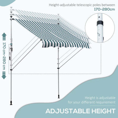 Tenda-da-Sole-da-Esterno-2x1.5m-a-Rullo-con-Manovella,-Altezza-e-Angolazione-Regolabile,-Bianco-e-Verde-ZA4840-182MX