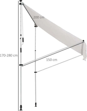 Tenda-da-Sole-da-Esterno-2x1.5m-a-Rullo-con-Manovella,-Altezza-e-Angolazione-Regolabile,-Bianco-TG6840-182WTTG6