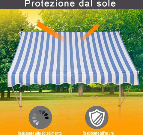 Tenda-da-Sole-da-Esterno-2x1.5m-a-Rullo-con-Manovella,-Altezza-e-Angolazione-Regolabile,-Blu-HY5840-182BUHY5