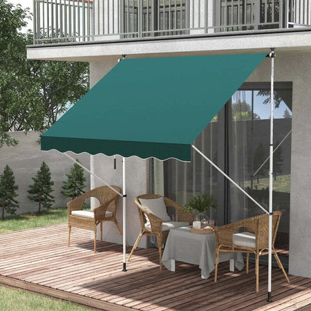 Tenda-da-Sole-da-Esterno-2x1.5m-a-Rullo-con-Manovella,-Altezza-e-Angolazione-Regolabile,-Verde-QW6840-182GNQW6