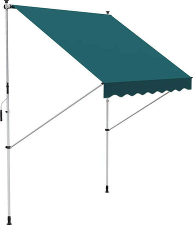 Tenda-da-Sole-da-Esterno-2x1.5m-a-Rullo-con-Manovella,-Altezza-e-Angolazione-Regolabile,-Verde-QW6840-182GNQW6