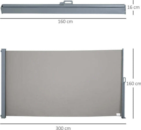 Tenda-da-Sole-Laterale-e-Avvolgibile-(3x1.6m)-in-Alluminio-e-Poliestere-Imperemabile-Anti-UV,-per-Vento/Privacy-BG8840-210BG8