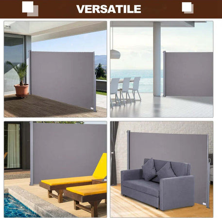 Tenda-da-Sole-Laterale-e-Avvolgibile-(3x1.6m)-in-Alluminio-e-Poliestere-Imperemabile-Anti-UV,-per-Vento/Privacy-BG8840-210BG8