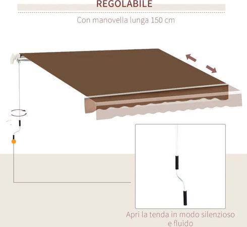 Tenda-da-Sole-per-Esterno-Avvolgibile-a-Manovella-in-Metallo-e-Alluminio,-4x2.5m,-Rosso-Ruggine-YN3840-151CFYN3
