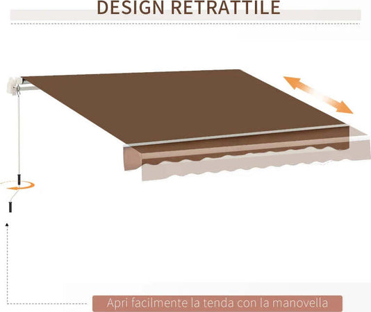 Tenda-da-Sole-per-Esterno-Avvolgibile-a-Manovella-in-Metallo-e-Alluminio,-4x2.5m,-Rosso-Ruggine-YN3840-151CFYN3