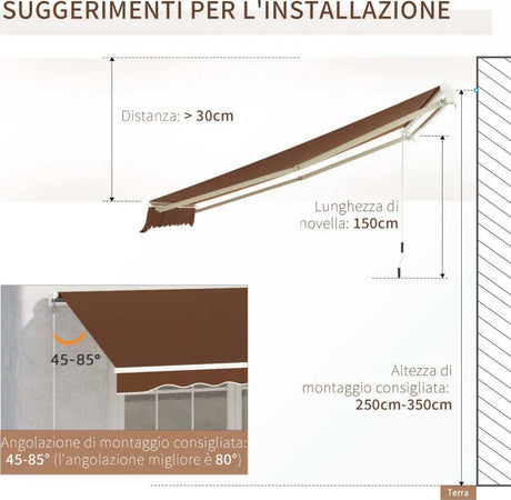 Tenda-da-Sole-per-Esterno-Avvolgibile-a-Manovella-in-Metallo-e-Alluminio,-4x2.5m,-Rosso-Ruggine-YN3840-151CFYN3