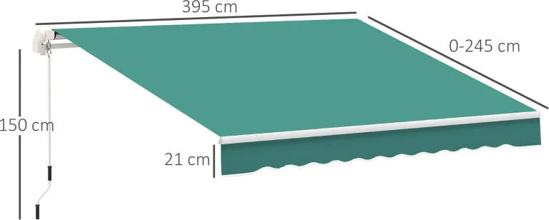 Tenda-da-Sole-per-Esterno-Avvolgibile-a-Manovella-in-Metallo-e-Alluminio,-4x2.5m,-Verde-Scuro-ED4840-151GNED4