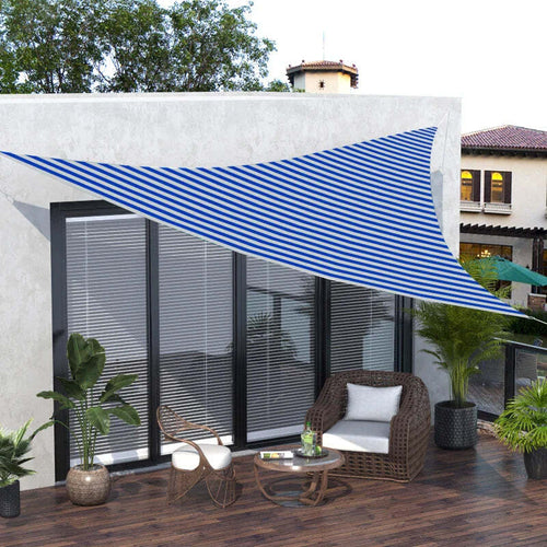Tenda-da-Sole-Vela-Ombreggiante-Triangolare-5x5x5m-Anti-UV-e-Traspirante-in-HDPE,-Bianca-e-Blu-KJ5840-231BUHJ5