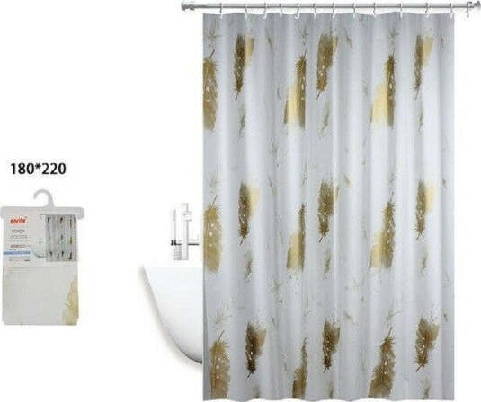 Tenda-Doccia-Antimuffa-Impermeabile-180-X-220-Cm-Anelli-Bagno-Piume-Dorate-69510