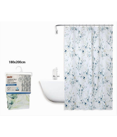 Tenda Doccia Antimuffa Impermeabile 180x200cm Con Anelli Bagno Fiori Foglie 87062