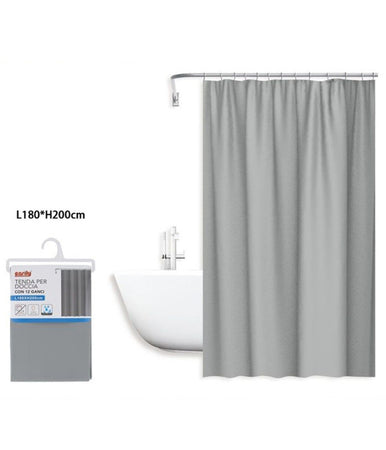 Tenda Doccia Antimuffa Impermeabile 180x200cm Con Anelli Bagno Grigio Chiaro 69850