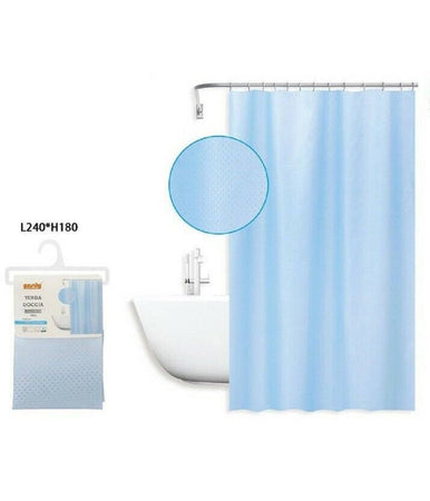 Tenda Doccia Antimuffa Impermeabile 240x180cm Anelli Azzurra Texture Rombi 59820