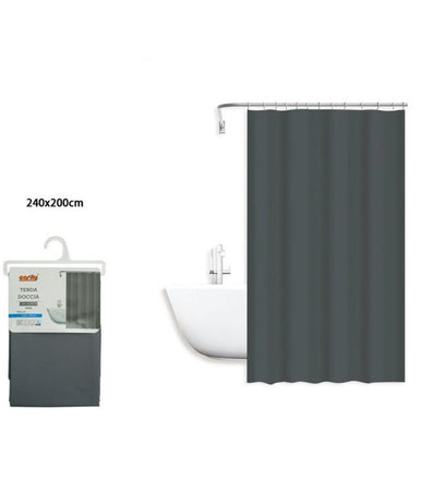 Tenda Doccia Antimuffa Impermeabile 240x200cm Con Anelli Bagno Grigio Scuro 79719