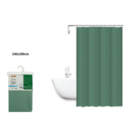 Tenda Doccia Antimuffa Impermeabile Peva 240x200 Cm Con Anelli Bagno Verde 79713