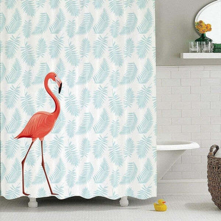 Tenda-Doccia-Bagno-Impermeabile-180-X-180-Cm-12-Ganci-Bastone-Asta-Fenicottero