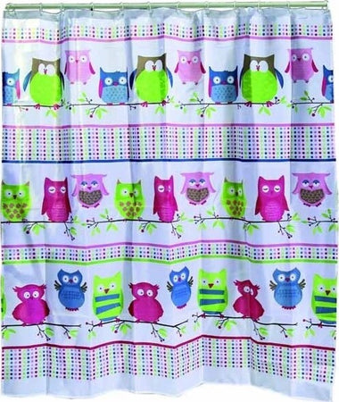 Tenda-Doccia-Con-Gufetti-Gufi-In-Poliestere-180-X-180-Cm-Tendina-Vasca-Bagno