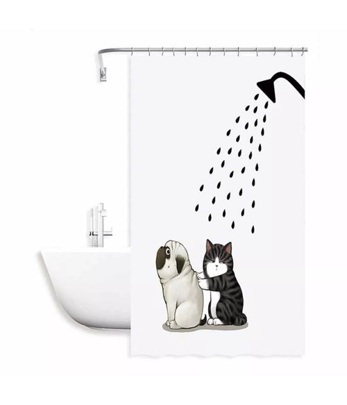 Tenda Doccia Impermeabile 180x200 Cm Con 12 Anelli Vasca Bagno Cane Gatto 87093
