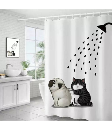 Tenda Doccia Impermeabile 180x200 Cm Con 12 Anelli Vasca Bagno Cane Gatto 87093