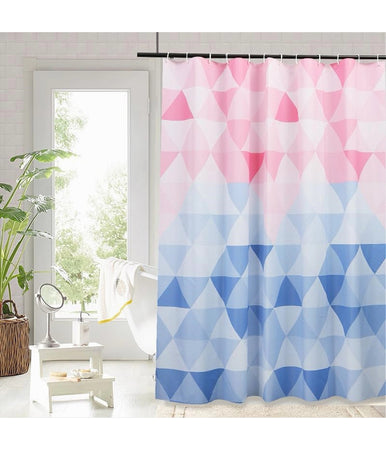 Tenda Doccia Impermeabile Bagno 12 Anelli Peva 180x200cm Triangolo Rosa Blu 79220