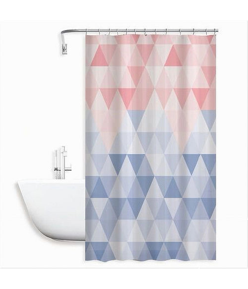 Tenda Doccia Impermeabile Bagno 12 Anelli Peva 180x200cm Triangolo Rosa Blu 79220