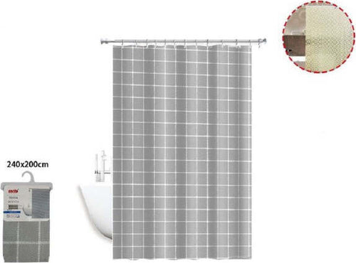 Tenda-Doccia-Impermeabile-Tessuto-Pvc-12-Ganci-Plastica-Quadri-240-X-200cm-52748