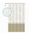 Tenda Doccia Vasca Bagno 12 Anelli 180 X 200cm Motivo Paisley Etnico Beige 87583