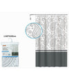 Tenda Doccia Vasca Bagno 12 Anelli 240x200cm Motivo Paisley Etnico Grigio 87582