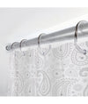 Tenda Doccia Vasca Bagno 12 Anelli 240x200cm Motivo Paisley Etnico Grigio 87582