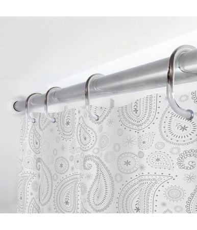 Tenda Doccia Vasca Bagno 12 Anelli 240x200cm Motivo Paisley Etnico Grigio 87582