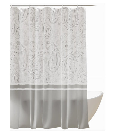 Tenda Doccia Vasca Bagno 12 Anelli 240x200cm Motivo Paisley Etnico Grigio 87582