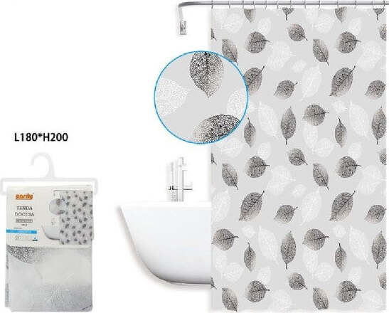Tenda-Doccia-Vasca-Bagno-180-X-200-Cm-In-Peva-Fantasia-Foglie-Impermeabile-59807