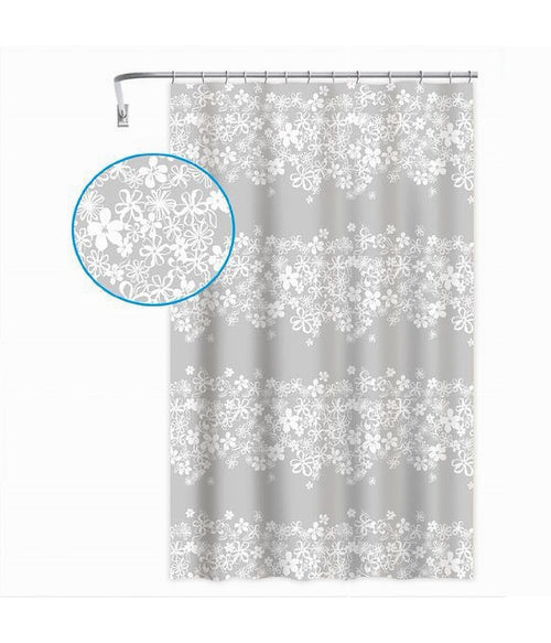 Tenda Doccia Vasca Bagno 180x200cm Impermeabile Con 12 Anelli Fiore Bianco 87579