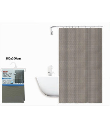 Tenda Doccia Vasca Bagno Effetto 3d Nido D'ape Tortora 180x200 Cm 12 Ganci 87603