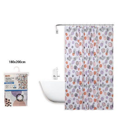 Tenda Doccia Vasca Bagno Impermeabile 12 Ganci Con Sfere Astratte 180x200cm 87090