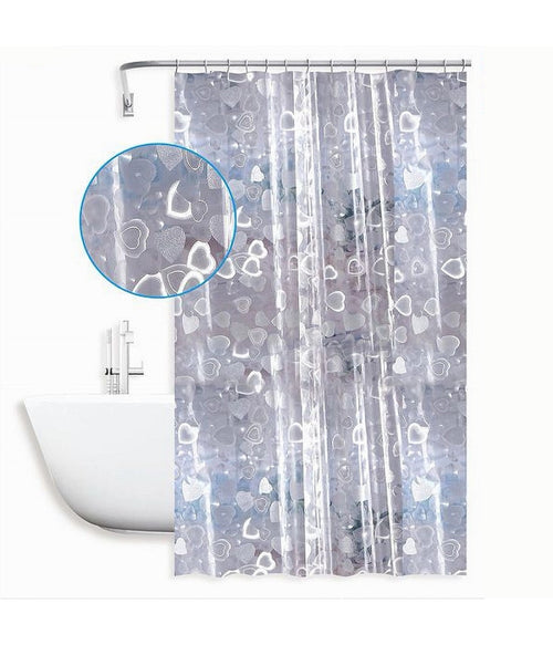 Tenda Doccia Vasca Bagno Impermeabile 12 Ganci Effetto 2d Cuori 180x200 Cm 59809