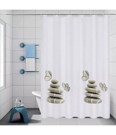Tenda Doccia Vasca Bagno Impermeabile Decorata Sassi Shabby Chic 240x200cm 87566