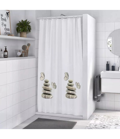 Tenda Doccia Vasca Bagno Impermeabile Decorata Sassi Shabby Chic 240x200cm 87566