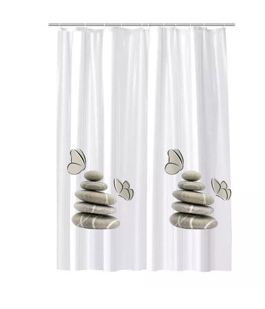 Tenda Doccia Vasca Bagno Impermeabile Decorata Sassi Shabby Chic 240x200cm 87566