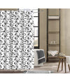 Tenda Doccia Vasca Da Bagno 12 Ganci Motivo Floreale Bianco Nero 240x200cm 87568