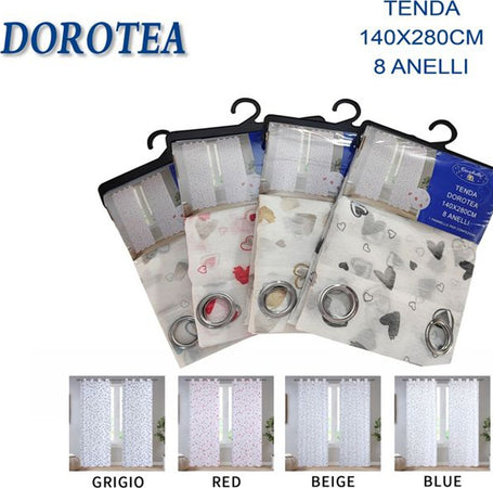 Tenda Dorotea Cuori Pannello Singolo 8 Borchie Porta Finestra Bastone 140x280 Cm Casa e cucina/Tessili per la casa/Decorazioni per finestre/Tende classiche e drappeggi/Tende a pannello Trade Shop italia - Napoli, Commerciovirtuoso.it