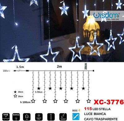 Tenda Luminosa Natalizia 115 Led Con Stelle Luce Bianca Cavo Trasparente Xc-3776 Casa, arredamento e bricolage > Prodotti per Feste > Prodotti Natalizi Trade Shop italia - Napoli, Commerciovirtuoso.it