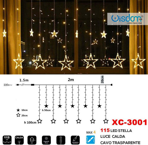 Tenda Luminosa Natalizia 115 Led Con Stelle Luce Calda Cavo Trasparente Xc-3001 Casa, arredamento e bricolage > Prodotti per Feste > Prodotti Natalizi Trade Shop italia - Napoli, Commerciovirtuoso.it